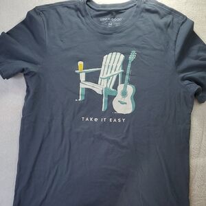 Life Is Good Men's Charcoal Tee with Graphic Print Medium